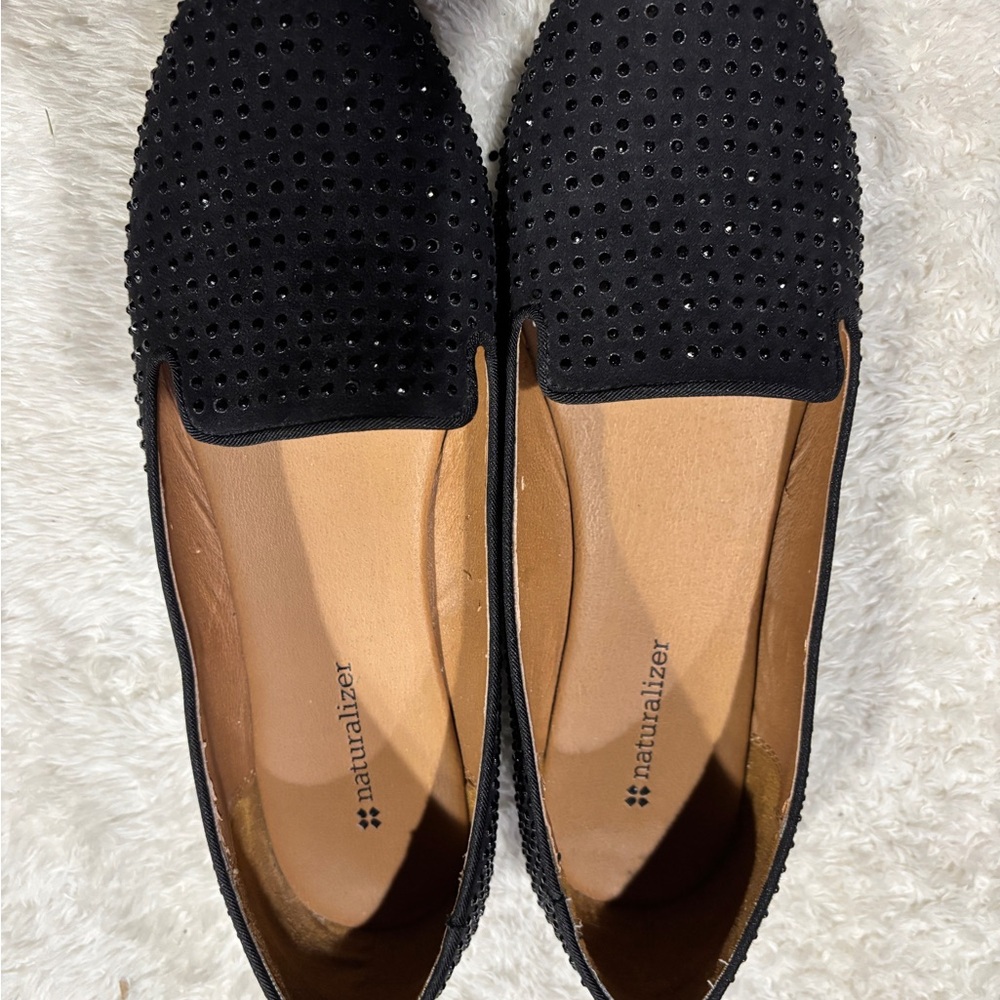 Naturalizer Black Flats with Textured Knit Upper